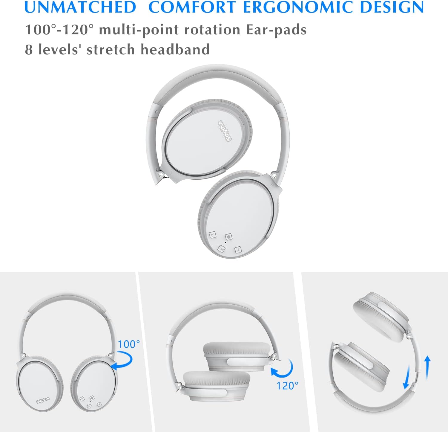 Thumbnail 6 de Srhythm NC35 wireless noise cancelling over-ear headphones (Bluetooth 5.0) with mic, foldable design and up to 50+ hours playtime