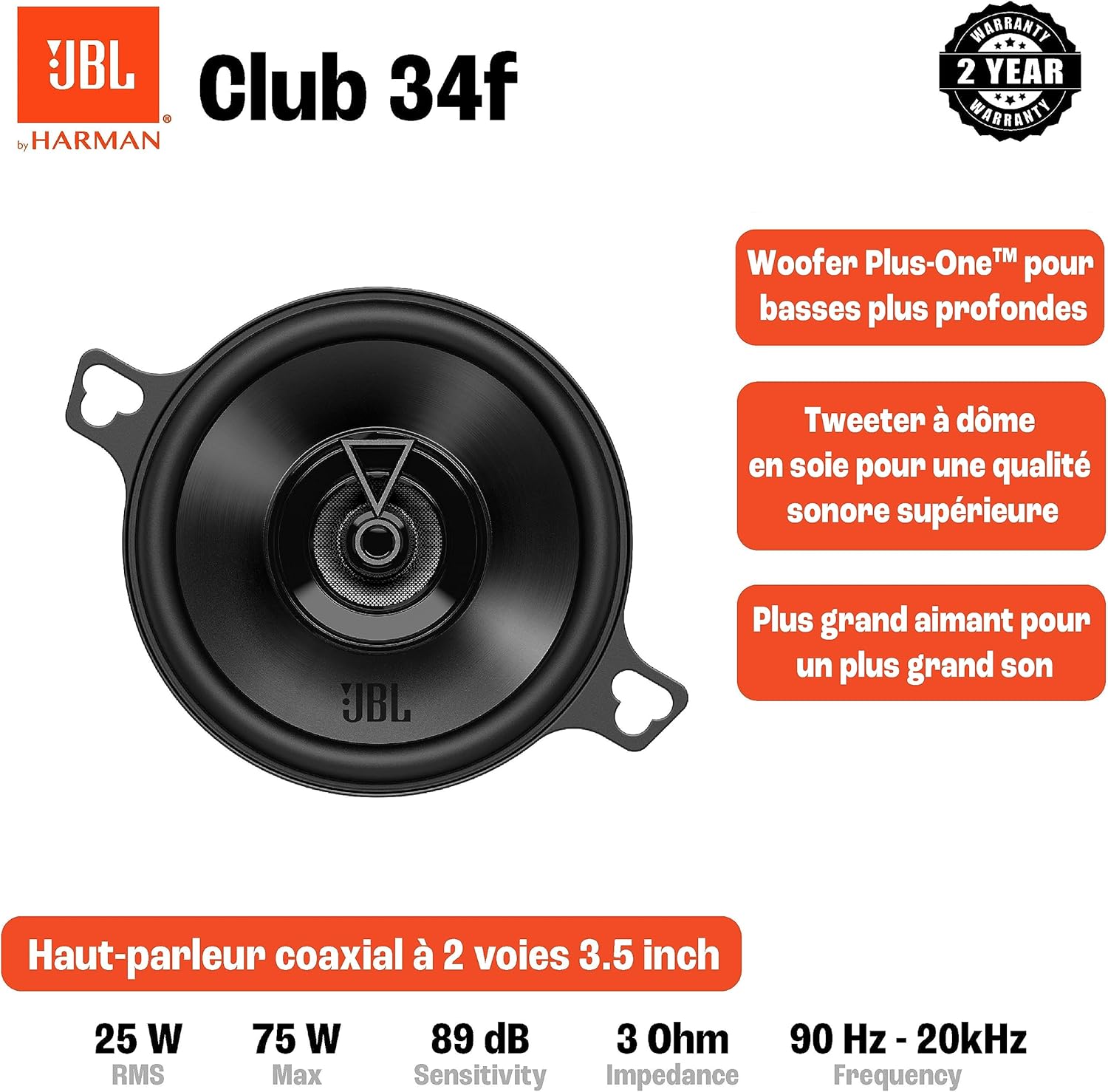 Thumbnail 1 de JBL Club Gen3 34F 3,5'' (8,7 cm) set de haut-parleurs coaxiaux pour voiture