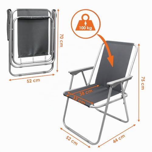Thumbnail 2 de Spetebo Camping-Klappstuhl mit Armlehnen, belastbar bis 100 kg – grau