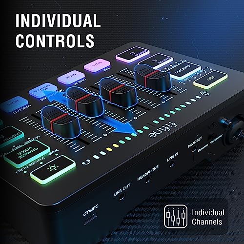 Detalle de FIFINE SC3 RGB Gaming Audio Mixer Interface