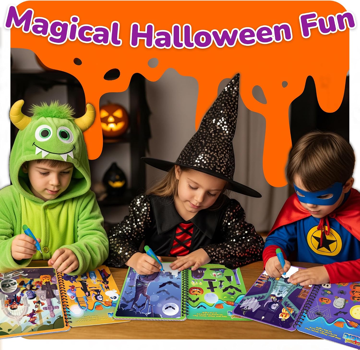 Detalle de ArtCreativity AC-3429 Halloween Water Coloring Books, 4-Pack with Reusable Pages