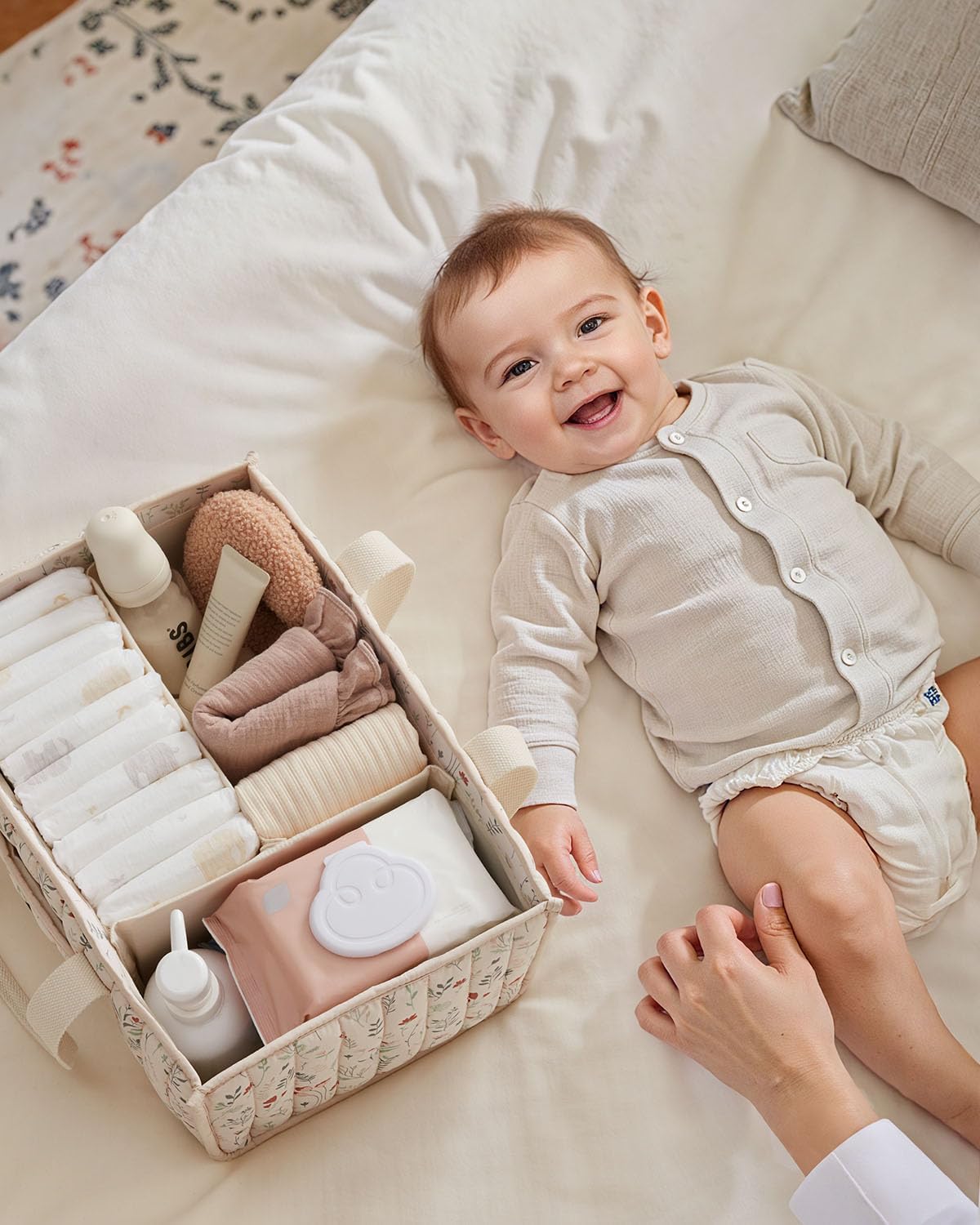 Thumbnail 5 de Blissful Diary Organizer per pannolini: Caddy floreale per fasciatoio, salva tutto in stile cottage