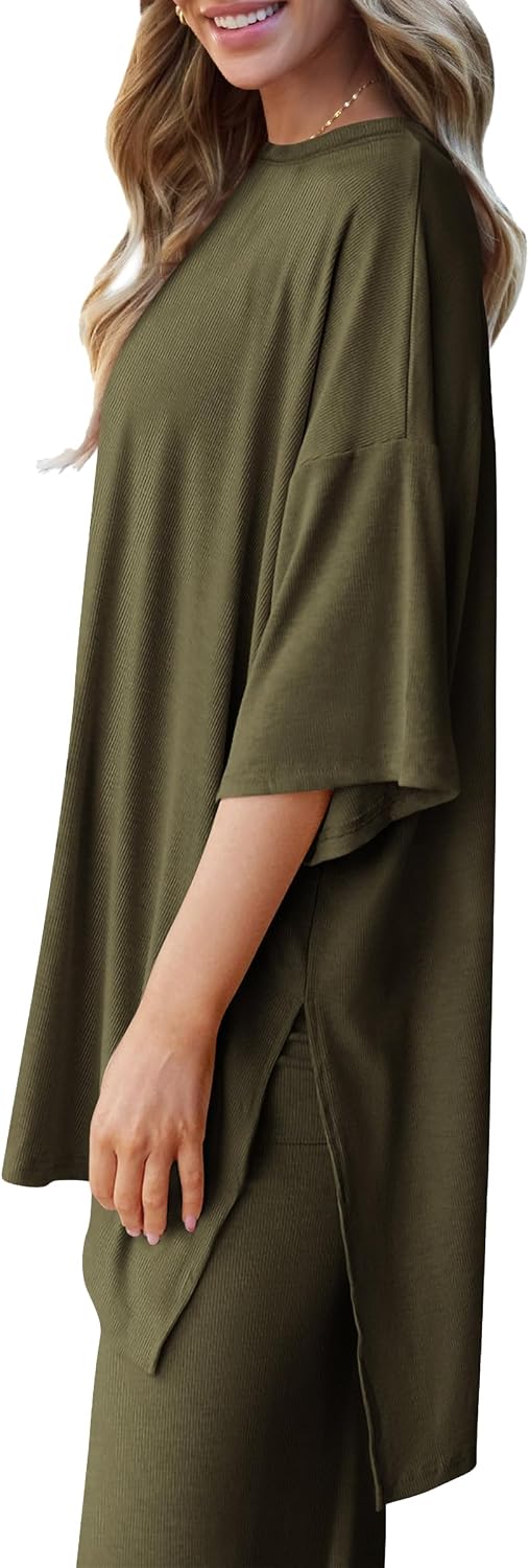 Detalle de PRETTYGARDEN Two Piece Sets for Women: Summer Lounge Set in 2-Piece Knitted Comfort
