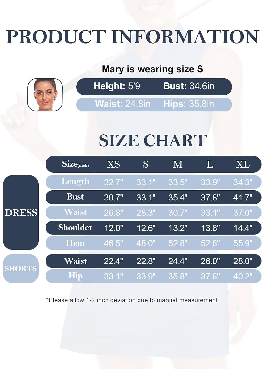 Detalle de Viracy Women's Sleeveless Tennis Dress with Shorts and Pockets