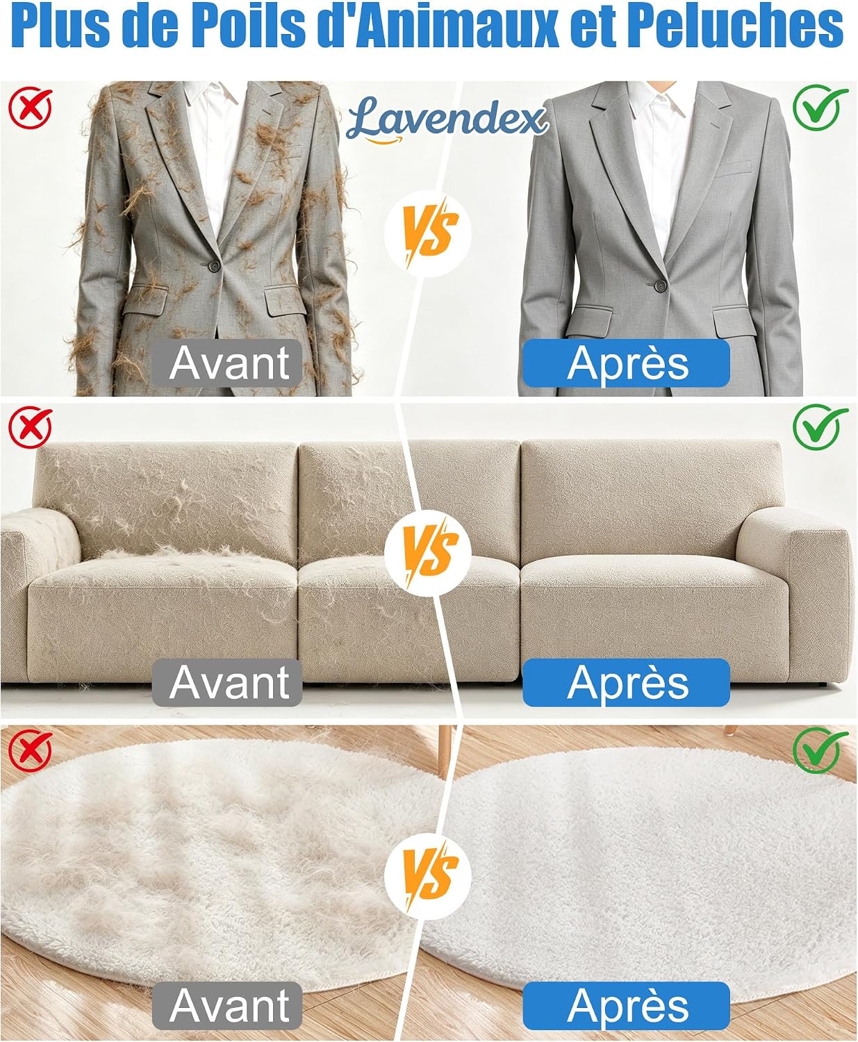 Detalle de Gant Anti Poils Animaux Lavendex Forme Patte – Mini gant cuir pour chien et chat