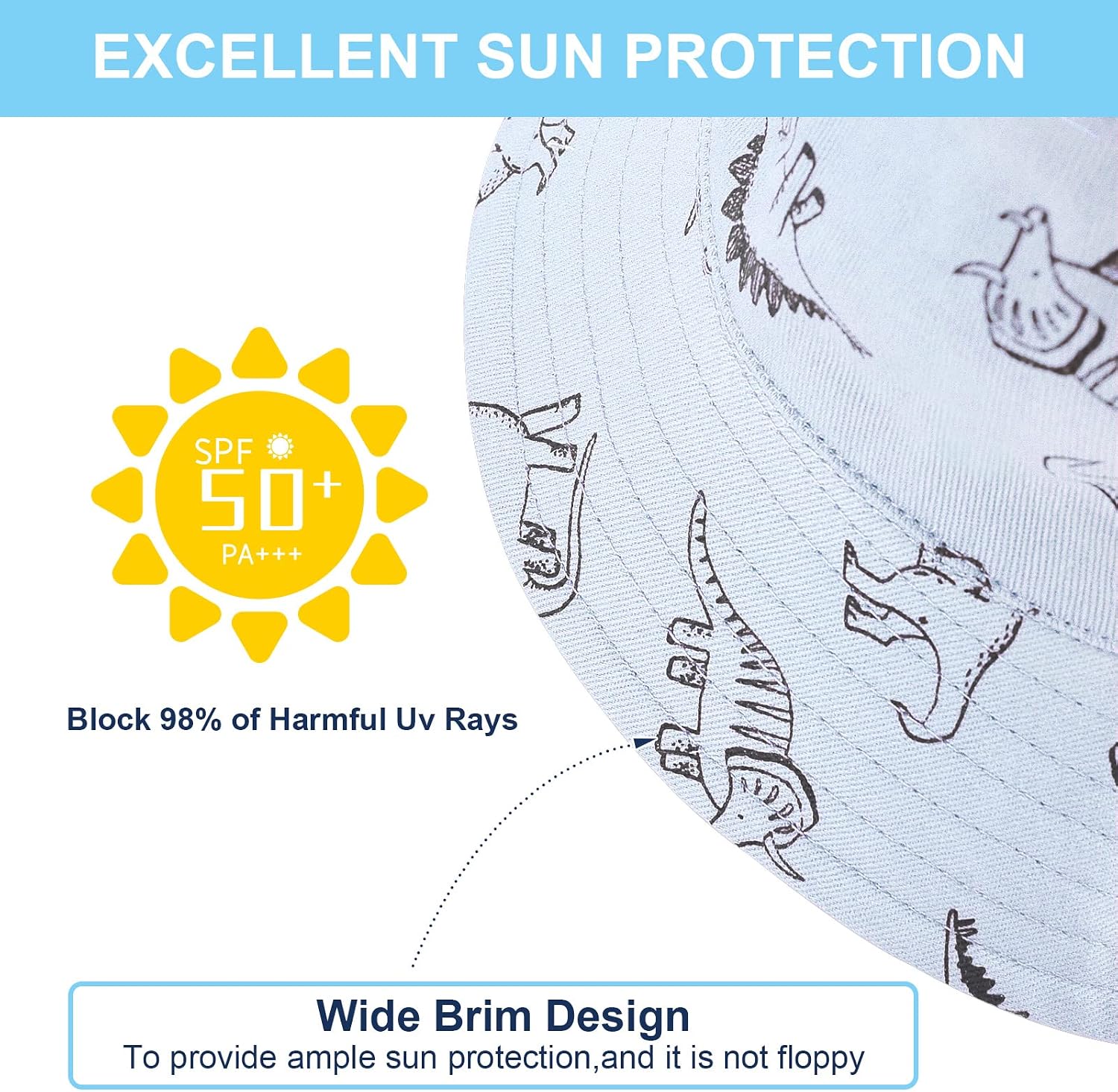 Detalle de TOMEEK Baby Sun Hat: 50+ UPF Foldable Bucket Hat with Adjustable Chin Strap