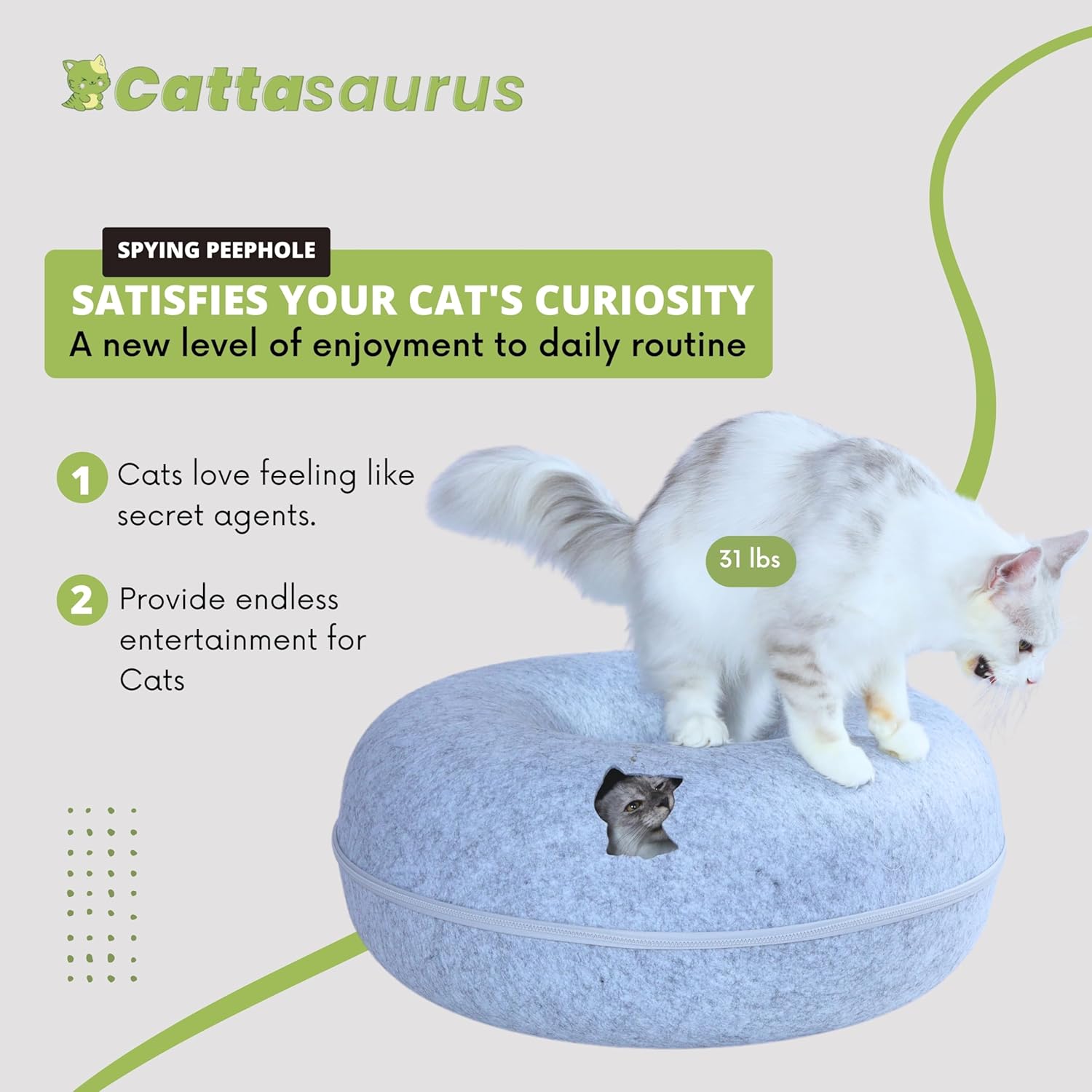 Thumbnail 3 de Cattasaurus Peekaboo Cat Cave Donut