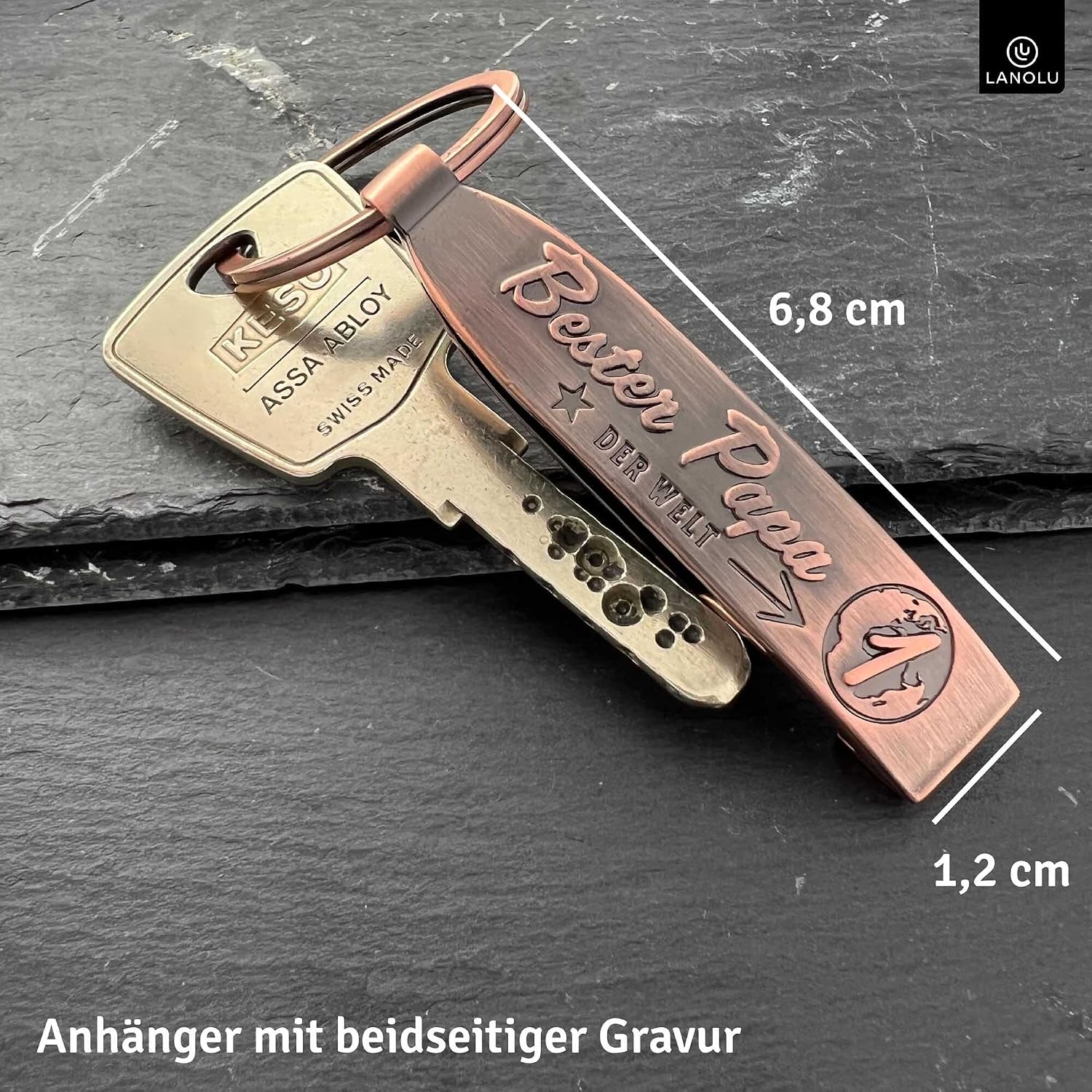 Detalle de LANOLU Schlüsselanhänger bester Papa Metall