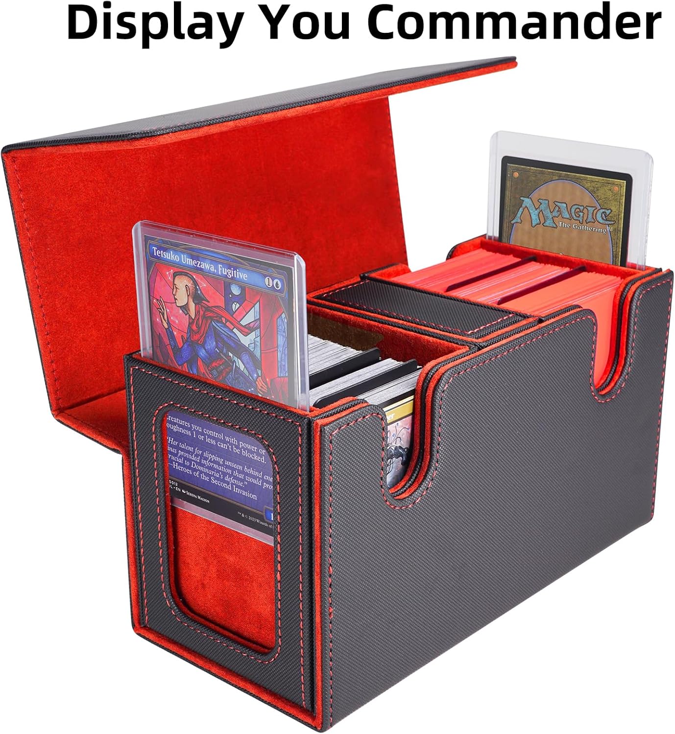 Thumbnail 1 de AFIING MTG Deck Box with Commander Display: 200 Double-Sleeved Card Capacity, 3-in-1 Storage, and 2 Toploaders