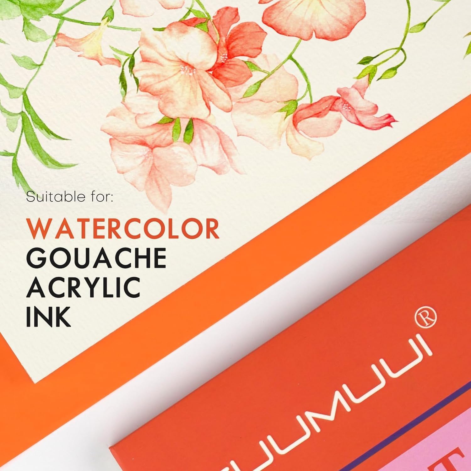 Detalle de Fuumuui 100% cotton watercolour paper block (Upgraded Version) – 22 A4 cold pressed sheets, 140lb/300gsm