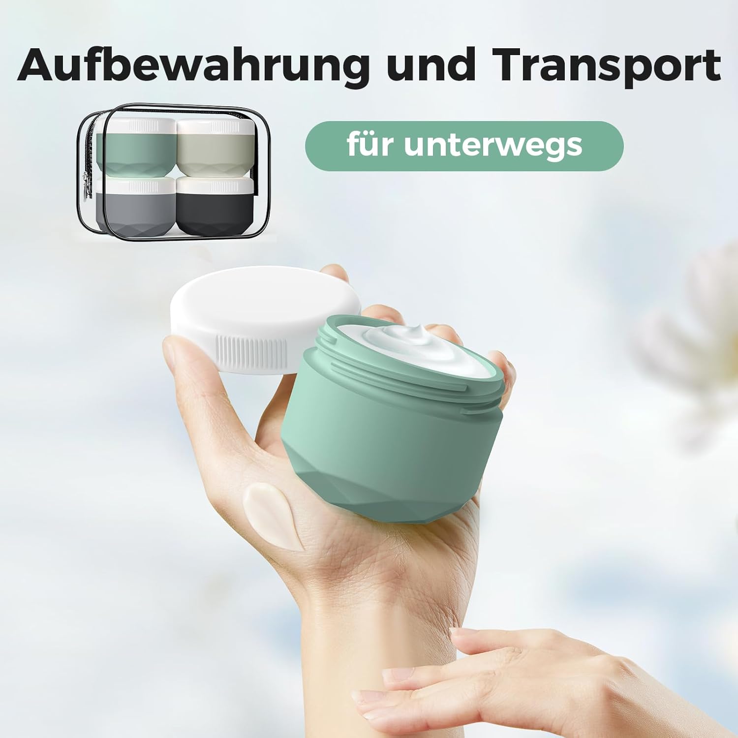 Thumbnail 2 de WLEAD 4er-Set Tiegel 50 ml aus Silikon – TSA-zugelassen, auslaufsicher, BPA-frei