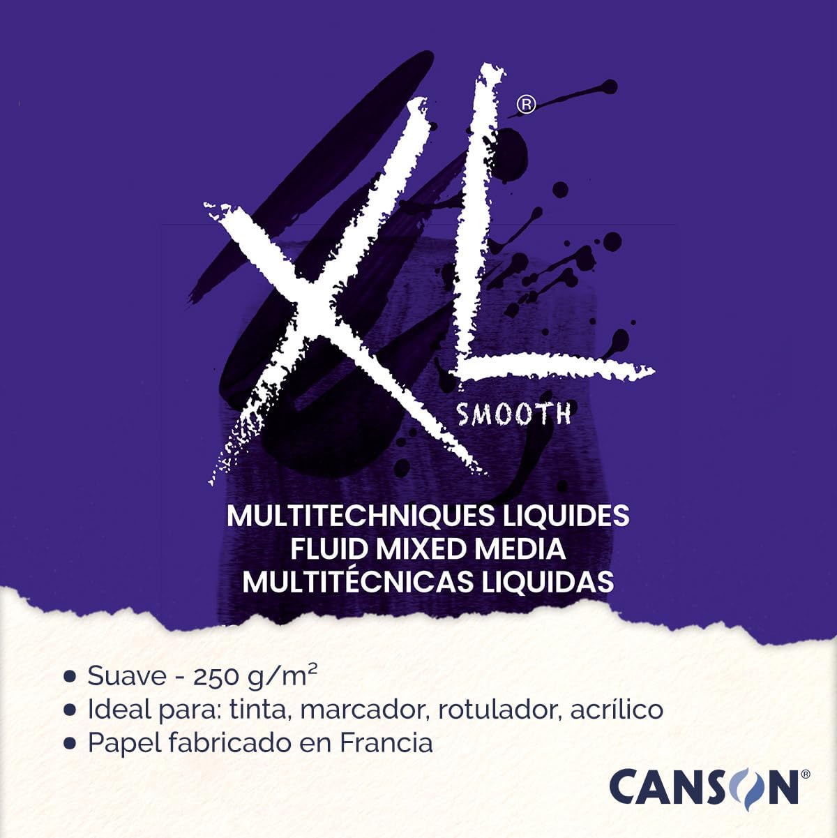 Detalle 2 de Canson XL Fluid Mix Media: album spiralato A3 30 fogli, 250 g/m², grana liscia, extra bianco