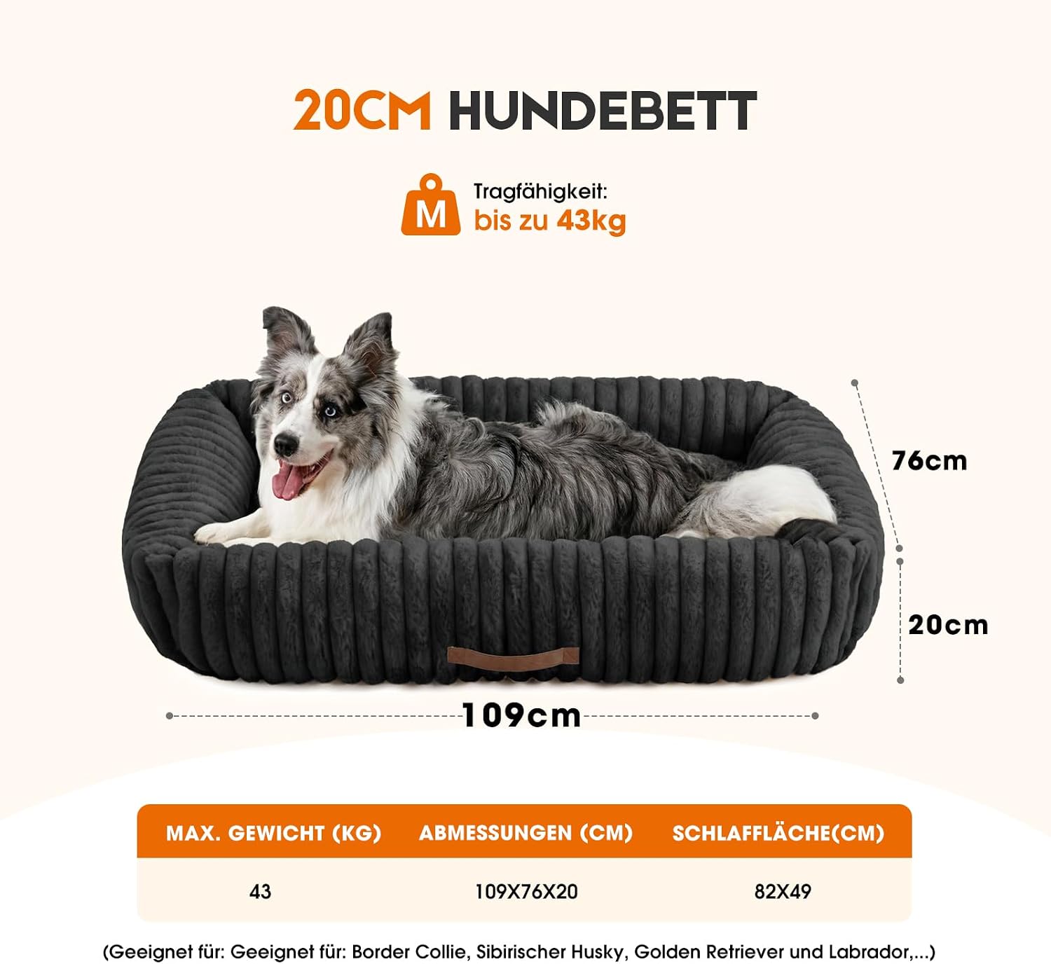 Thumbnail 6 de Upvilla Luxus Hundekorb 109 × 76 × 20 cm