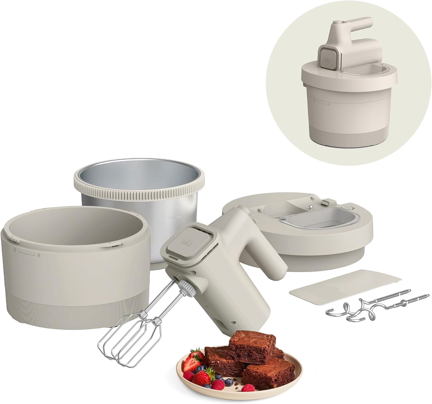 Detalle de BELLA 3.5 Qt Hand & Stand Mixer (2-in-1) with Dough Hook, Whisk, Egg Beater