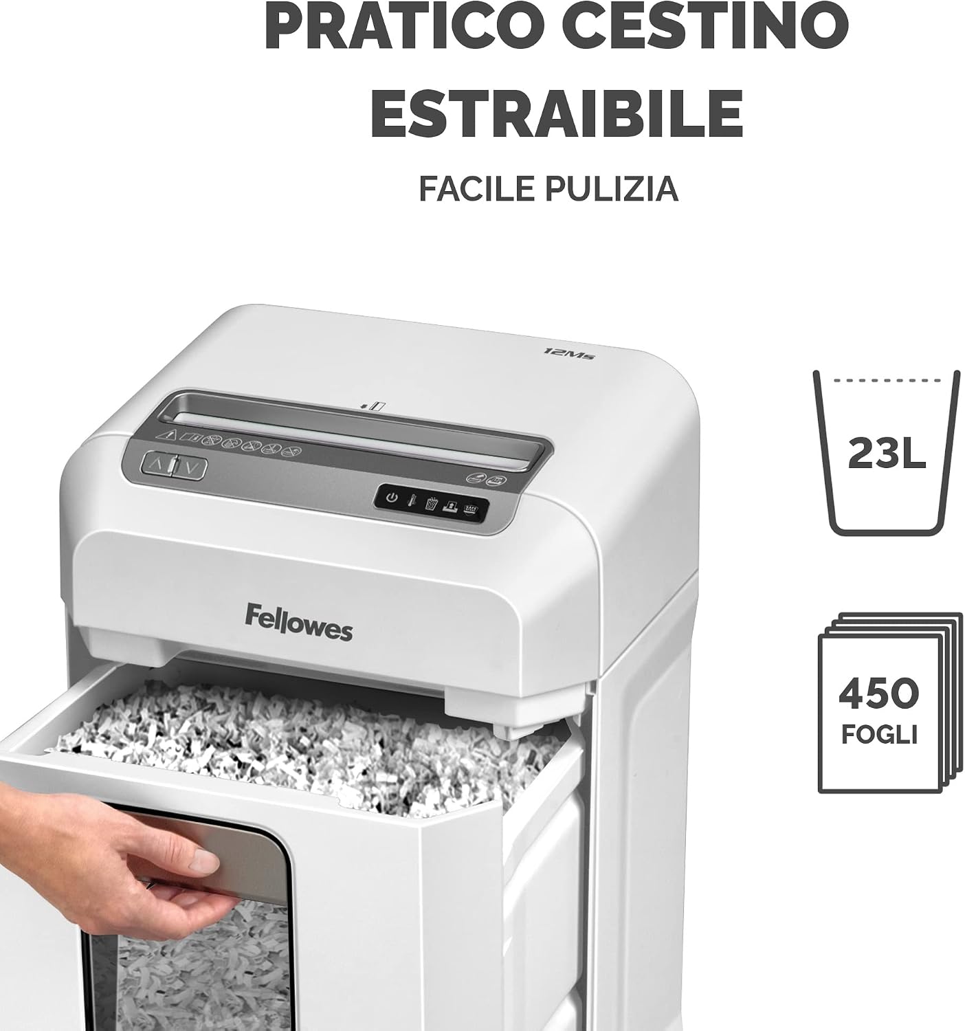 Detalle de Fellowes Distruggidocumenti a microframmenti 12Ms 12 fogli – sicurezza e praticità per casa e ufficio