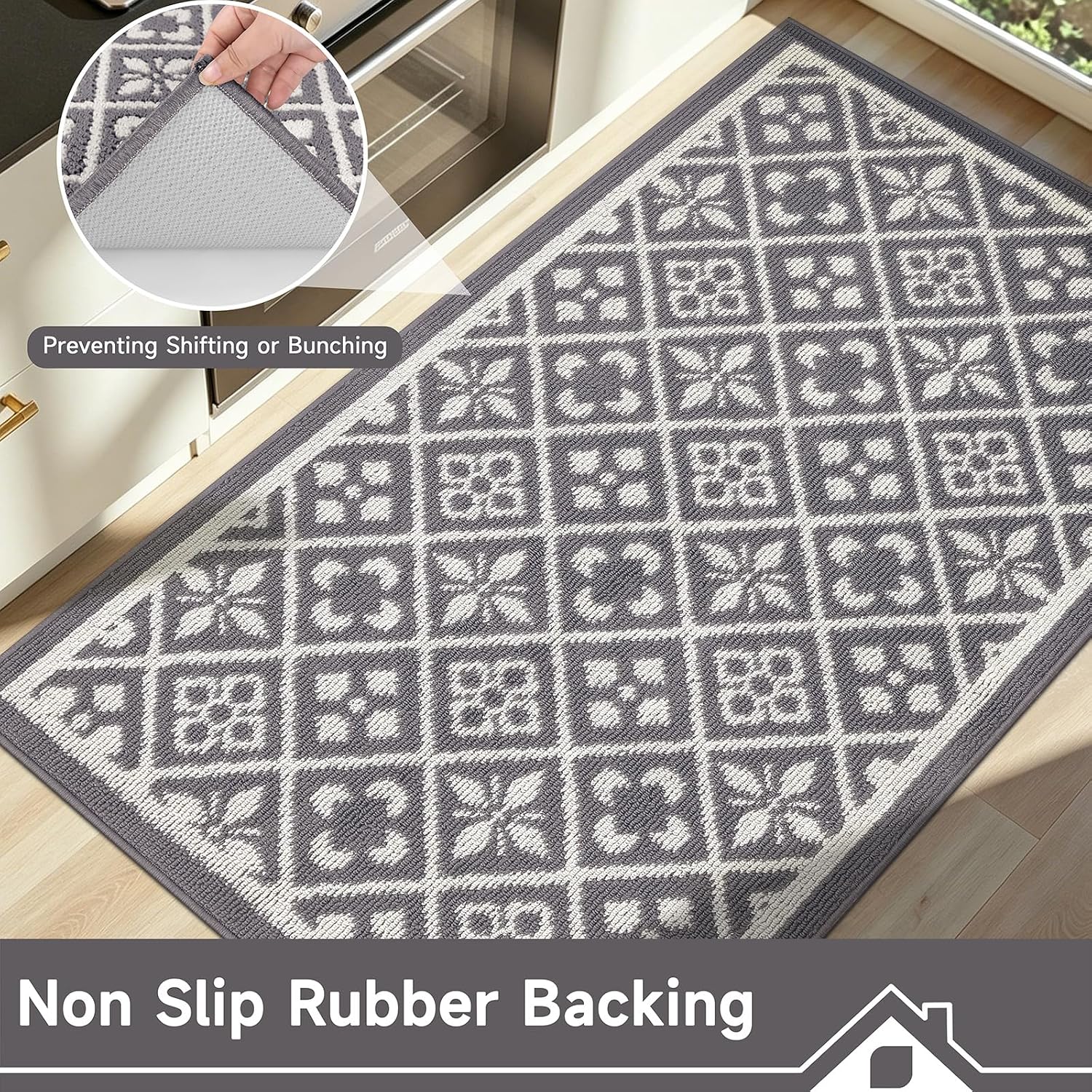 Thumbnail 2 de Ileading 3x5 ft Indoor Door Mat, Washable, Low-Pile, Non-Slip, Gray