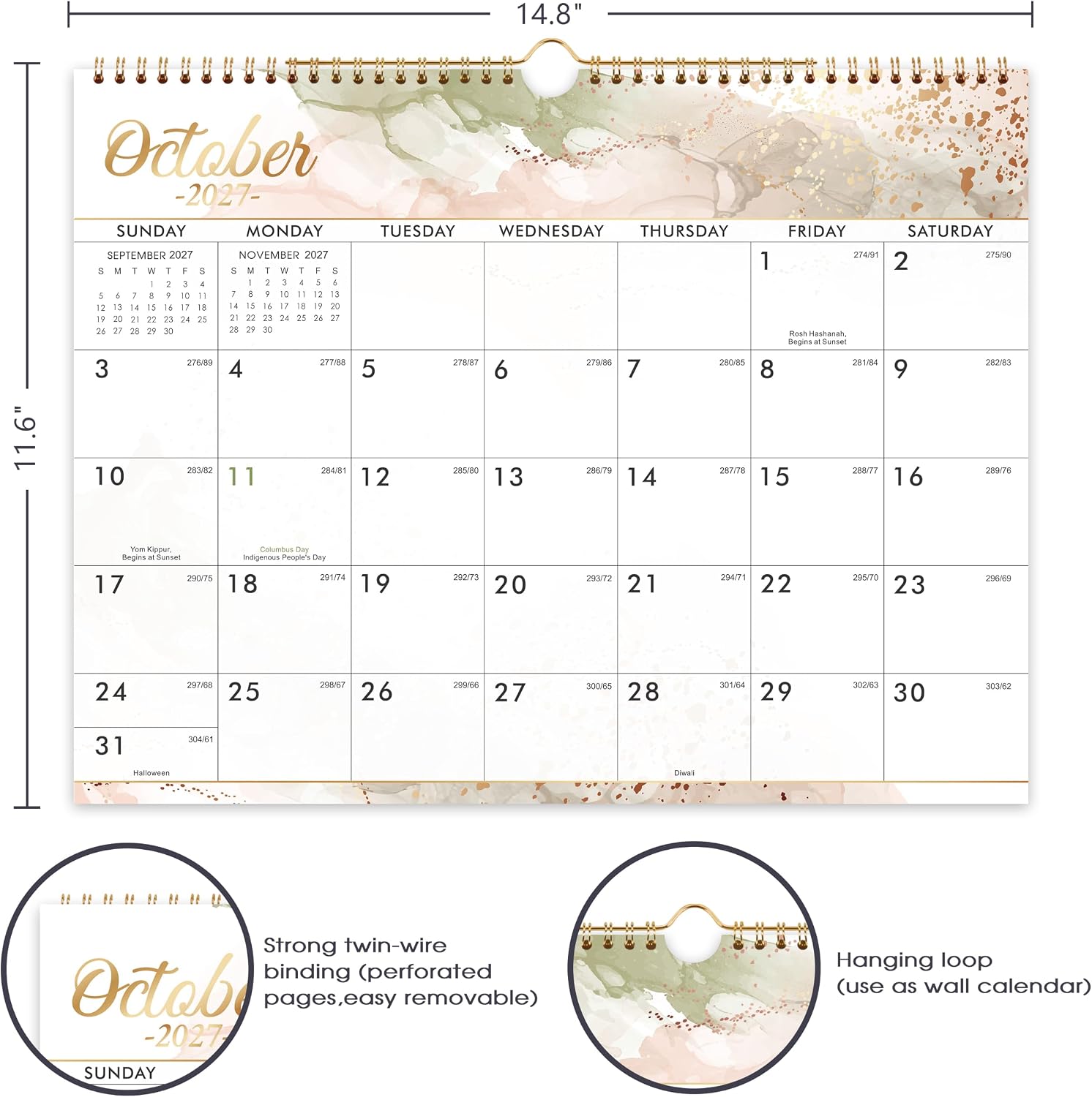 Detalle de 2026 Wall Calendar 14.8 x 11.4 inches ๐