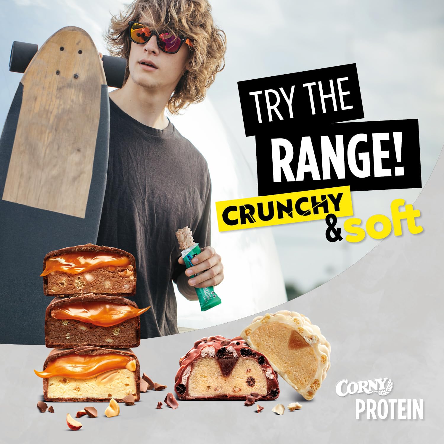 Thumbnail 3 de Corny Protein Soft & Crunchy 12er Mix Pack (30% Eiweiß) – Probier-Mischkarton Proteinriegel 12 x 45 g