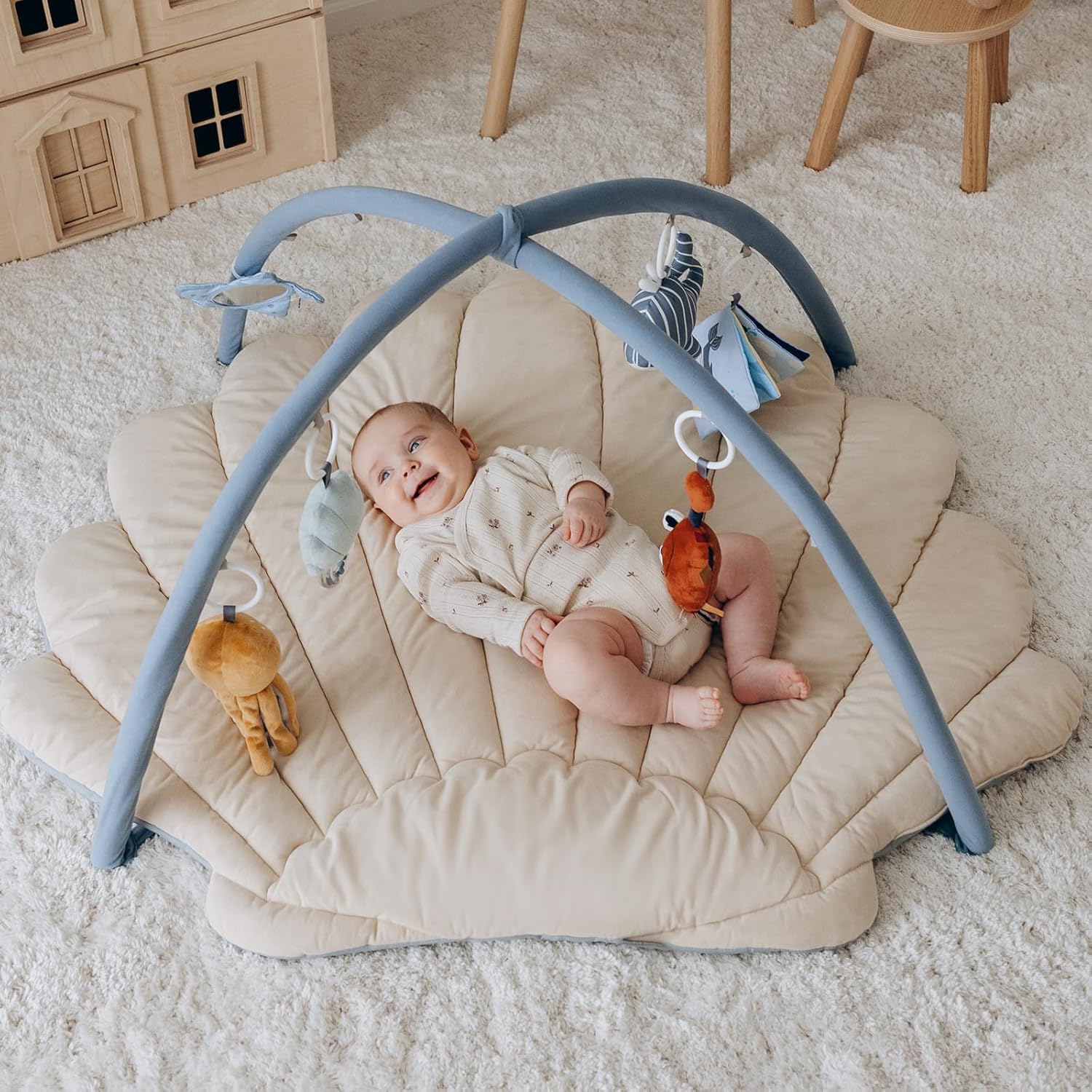 Thumbnail 1 de Blissful Diary Spielbogen Baby – Baby-Spieldecke mit 6 abnehmbaren Spielzeugen (103 × 96 cm), Boho-Ozean