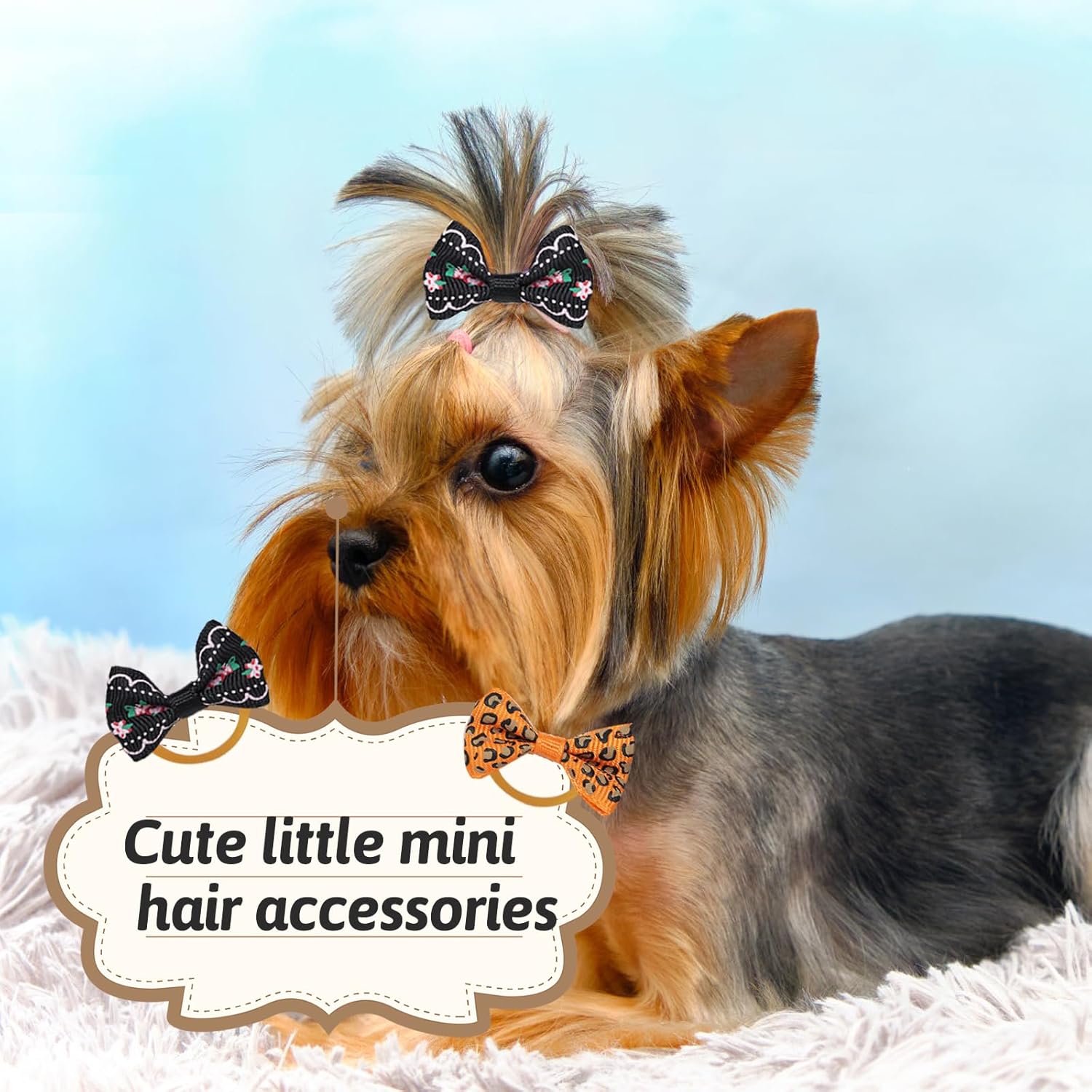 Thumbnail 5 de Chenkou Craft 50 dog hair bows (25 pairs) with elastic rubber bands – mix colours & patterns