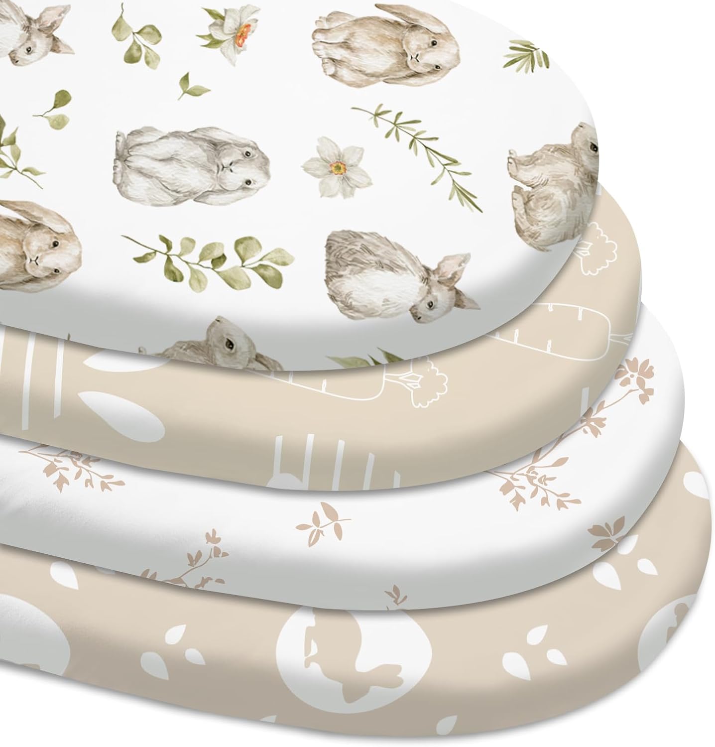 Thumbnail 2 de Moses Basket Sheets 82 x 41cm – 4 Pack Fitted Bassinet, Oeko-tex100, Rabbit Style
