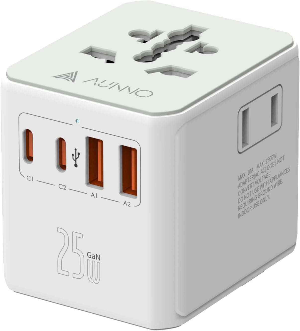Detalle de AUNNO Universal Travel Adapter with PD 20W 🔌