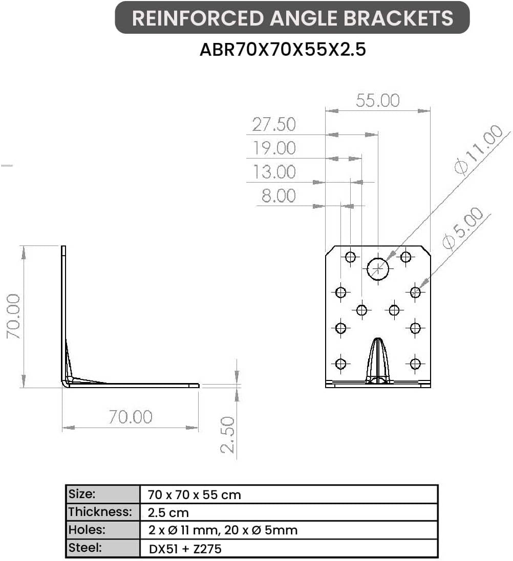 Thumbnail 6 de OMIDEAS 12 x Angle Brackets 70x70x55mm