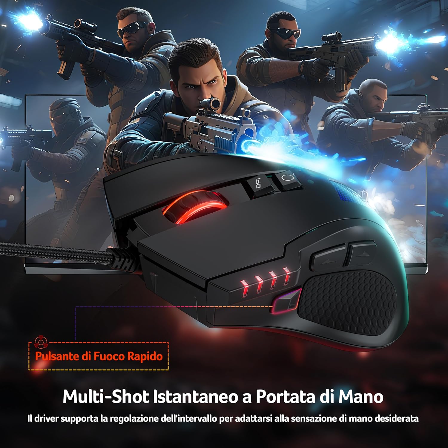 Thumbnail 6 de Acer Mouse Gaming cablato 12800 DPI, 8 pulsanti