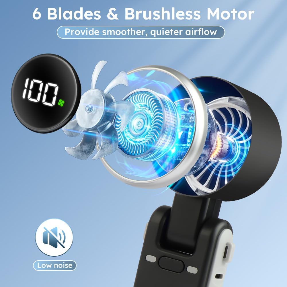 Detalle 1 de AUAUY 5658732 portabel turbofläkt, 5 hastigheter och 3 600 mAh