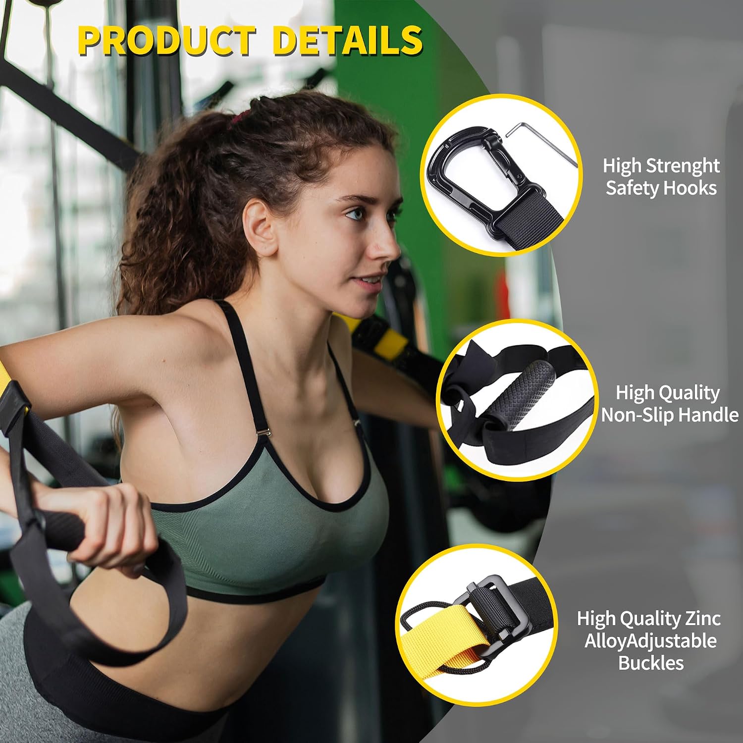 Detalle de UNICHIC Suspension Training Kit with Adjustable Straps and Door Anchor