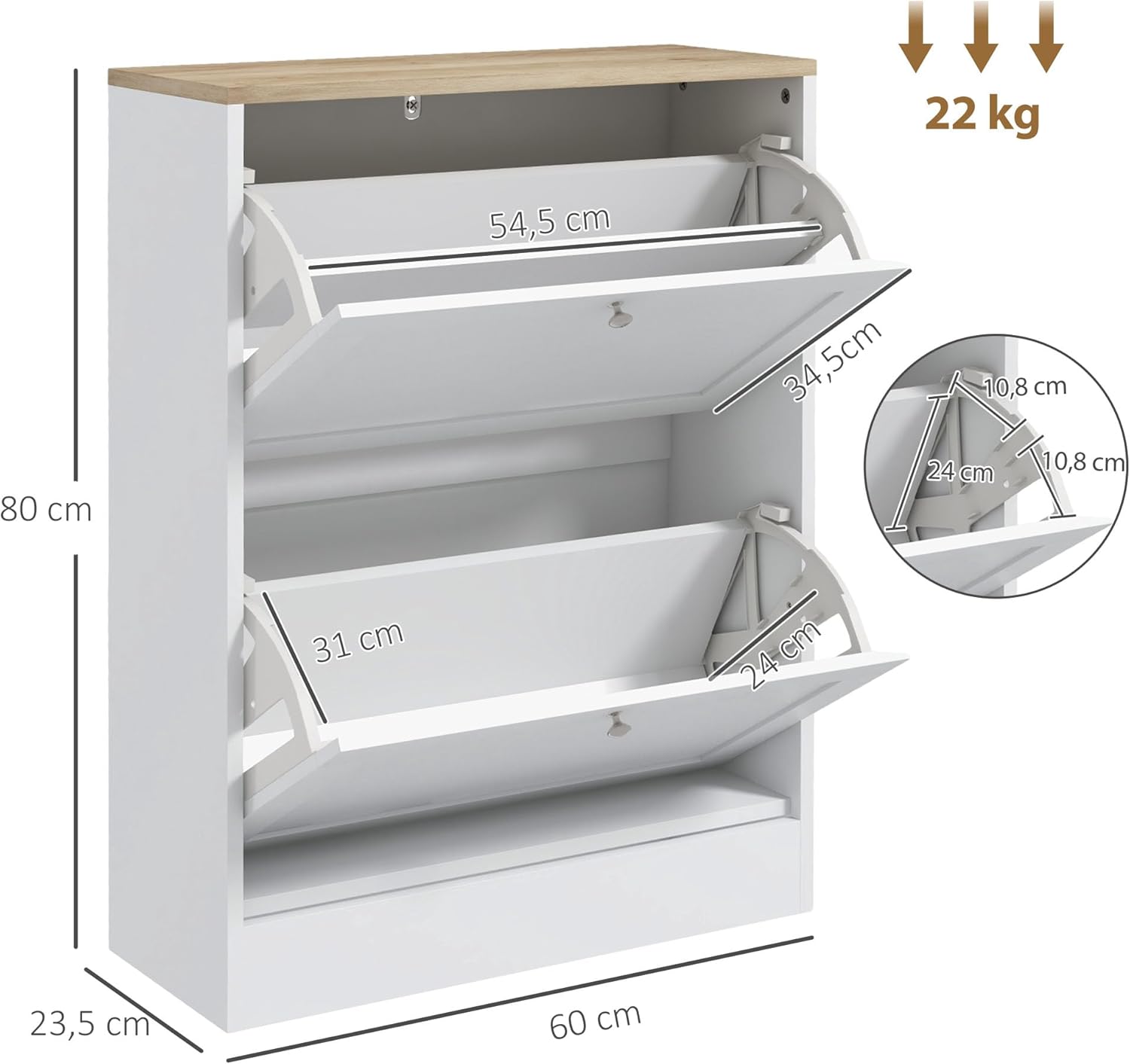 Thumbnail 2 de HOMCOM Meuble à Chaussures 12 Paires – Armoire Étroite Moderne, Blanc