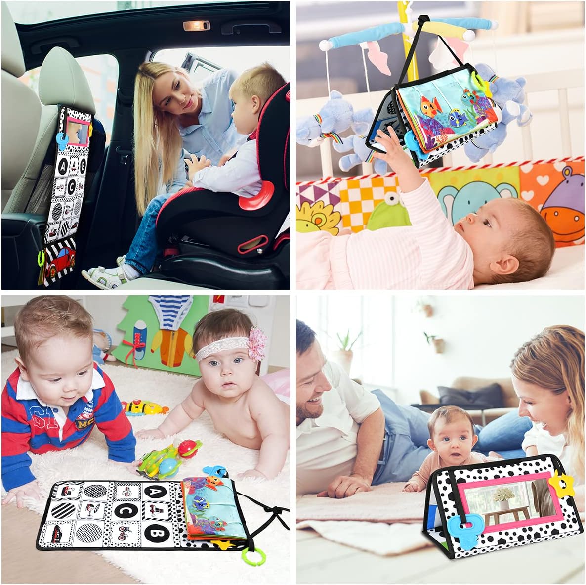 Thumbnail 6 de Vicloon babyspiegel met knisperboek, opvouwbaar met zachte stof en bijtring
