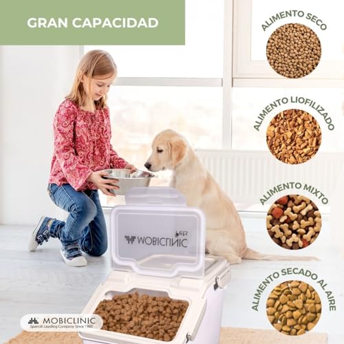 Detalle de Mobiclinic FeedPet: Contenedor de Pienso 20 L con Ruedas, Ventana y Cierre Hermético