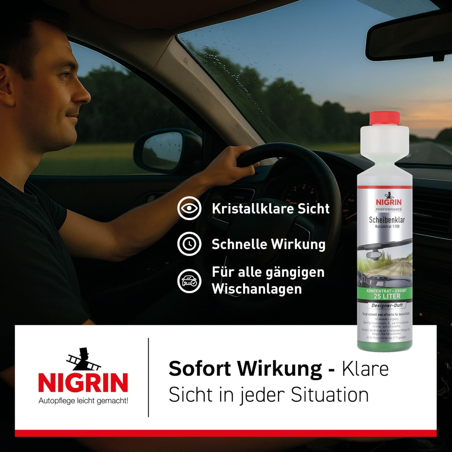 Thumbnail 2 de NIGRIN Performance Scheibenklar Konzentrat 1:100 – 250 ml