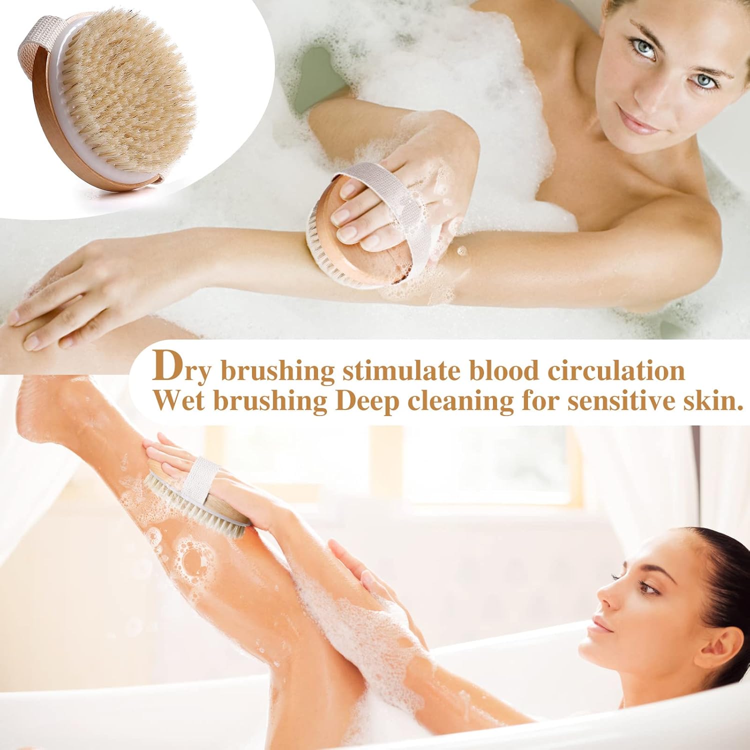Detalle 2 de 2pcs Body Brush set for dry brushing, 10.5cm & 13x6.5cm