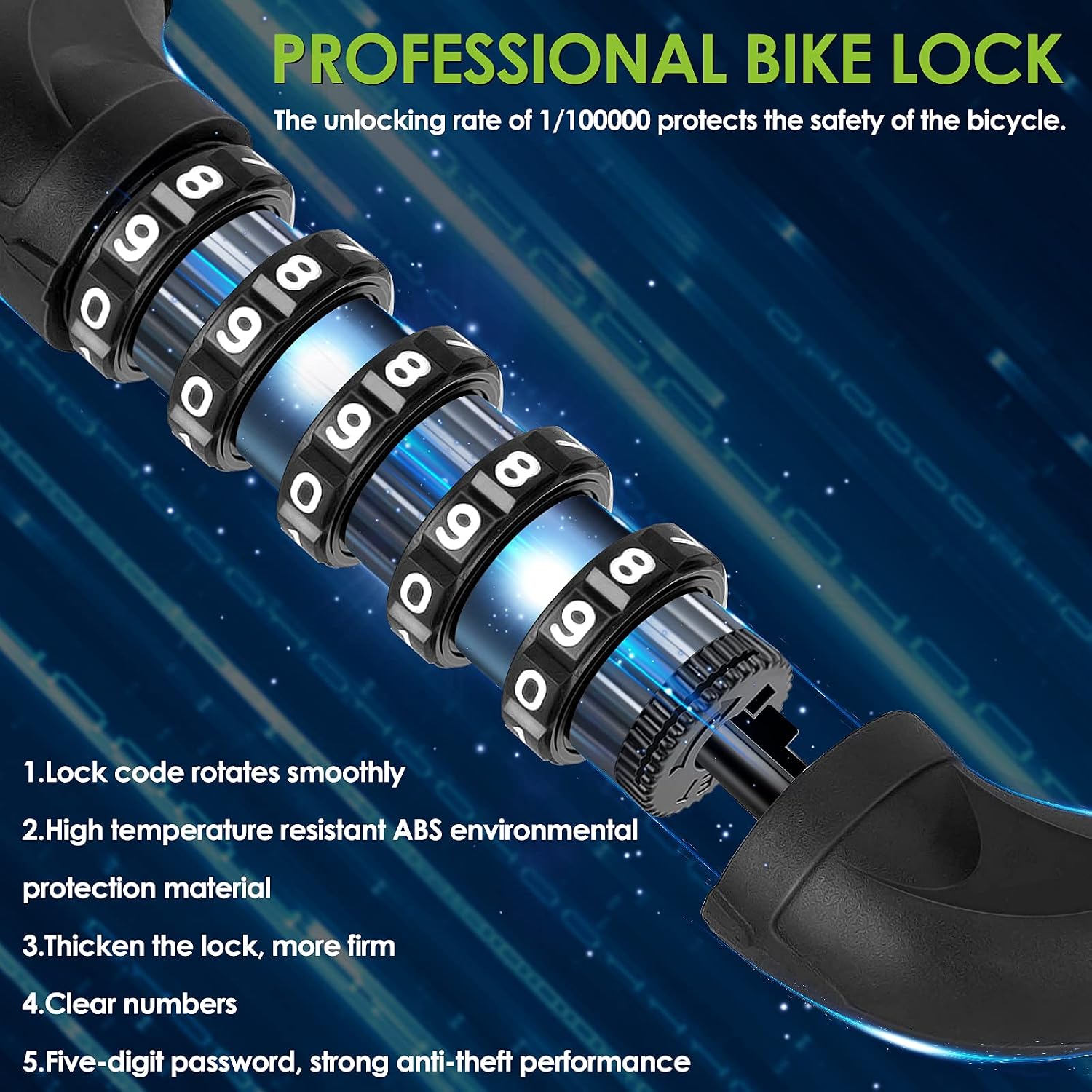Detalle 2 de SPGOOD Bike Lock 830 mm chain, 5-digit code
