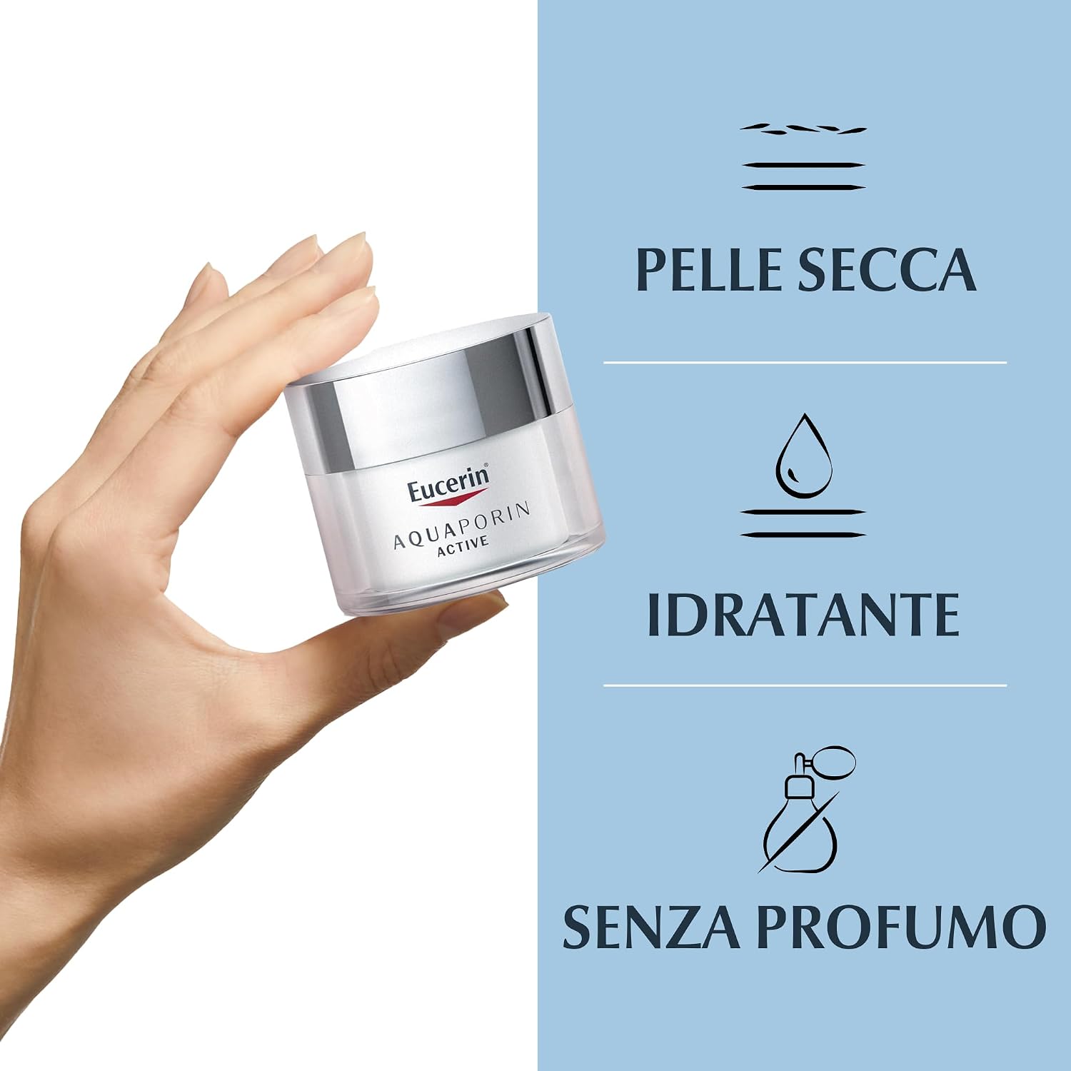 Detalle de Eucerin AQUAporin Active Crema per Pelle Secca 50 ml: idratazione fine fino a 24 ore