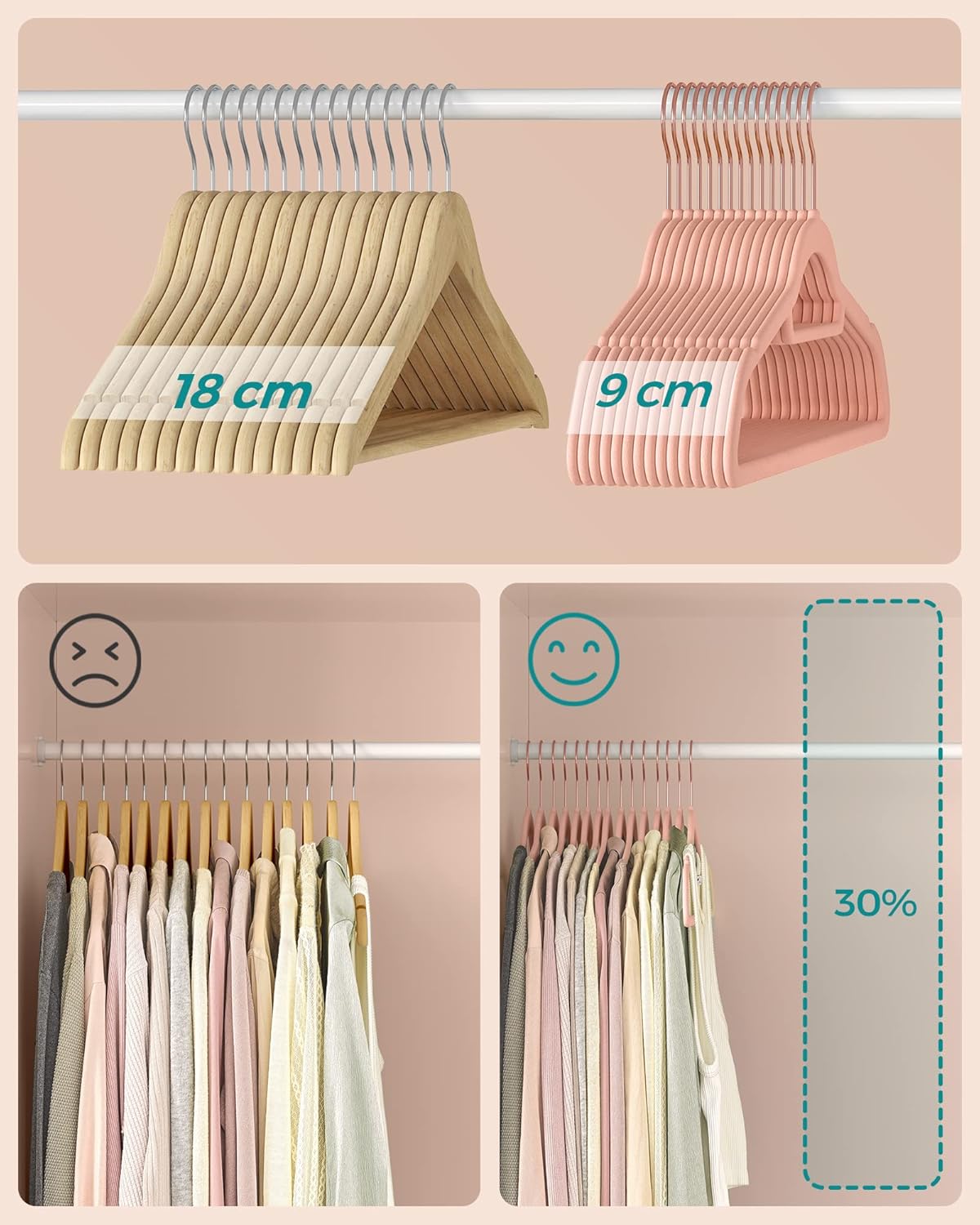 Thumbnail 4 de SONGMICS Percha de Terciopelo 50 unidades 43,5 cm