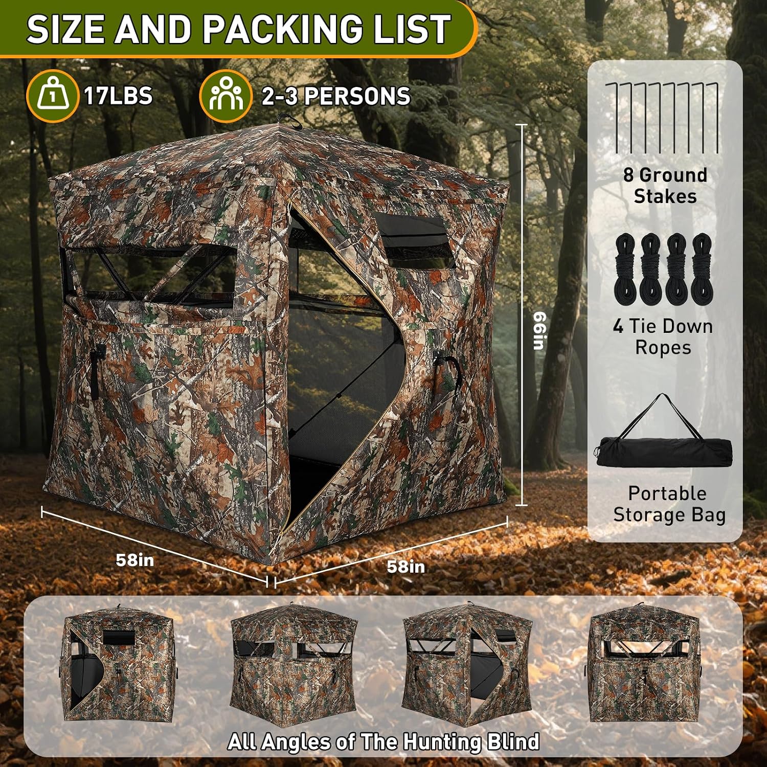 Detalle 2 de TLC Sport 1 360° See-Through Hunting Blind, Pop-Up Hub, Sliding Windows