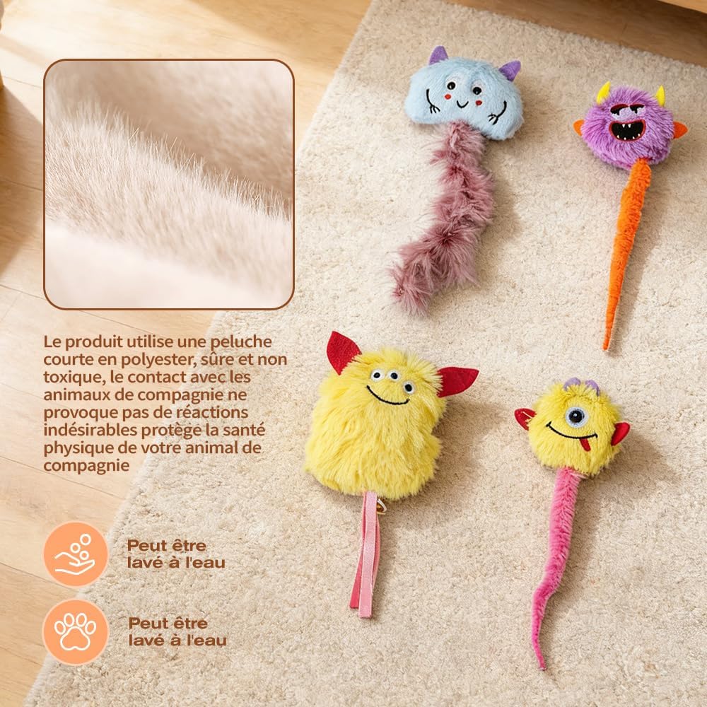 Thumbnail 4 de Générique Lot de 4 Jouets Chat Chien – Monstres en polyester, résistants et lavables