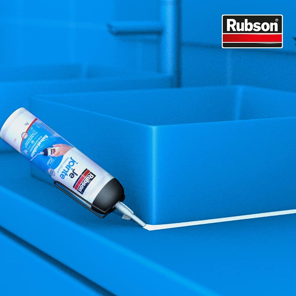 Detalle de Rubson Je Jointe Mastic Blanc 200 ml – mastic silicone étanche prêt à l’emploi pour joints sanitaires