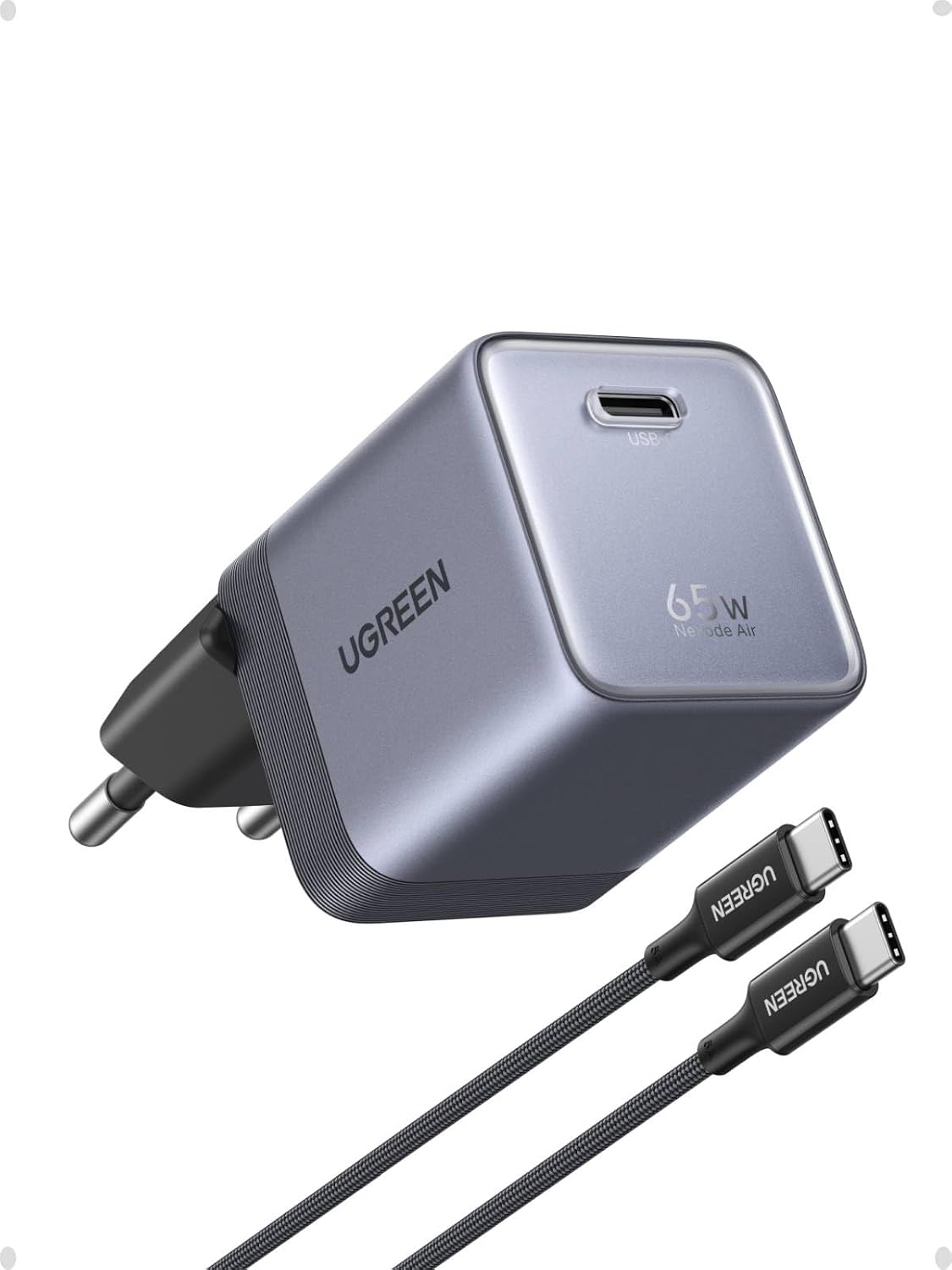 Detalle de UGREEN Nexode Air 65W: Caricatore USB-C GaN II con cavo incluso per MacBook, iPhone e Android