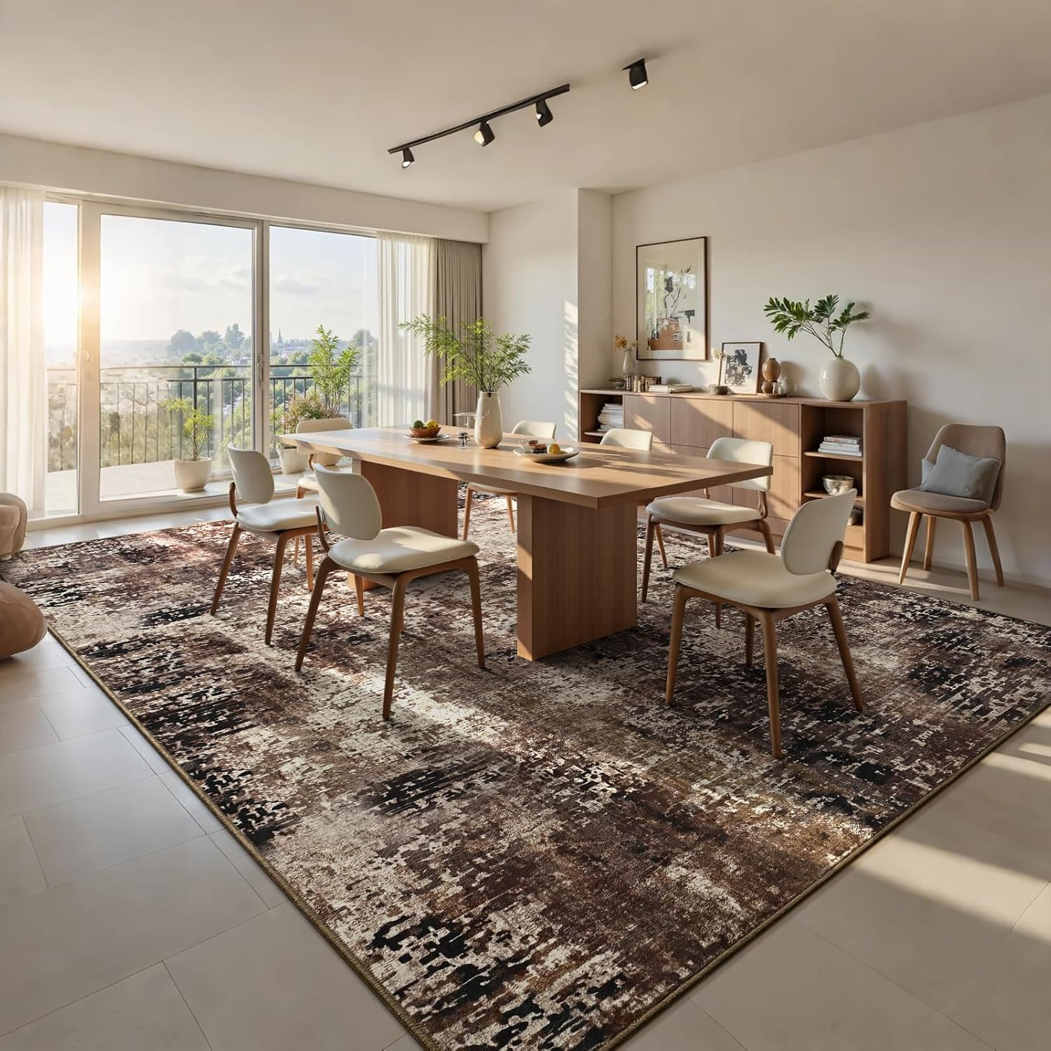 Thumbnail 1 de Ompaa 8x10 Brown Area Rug, Machine Washable