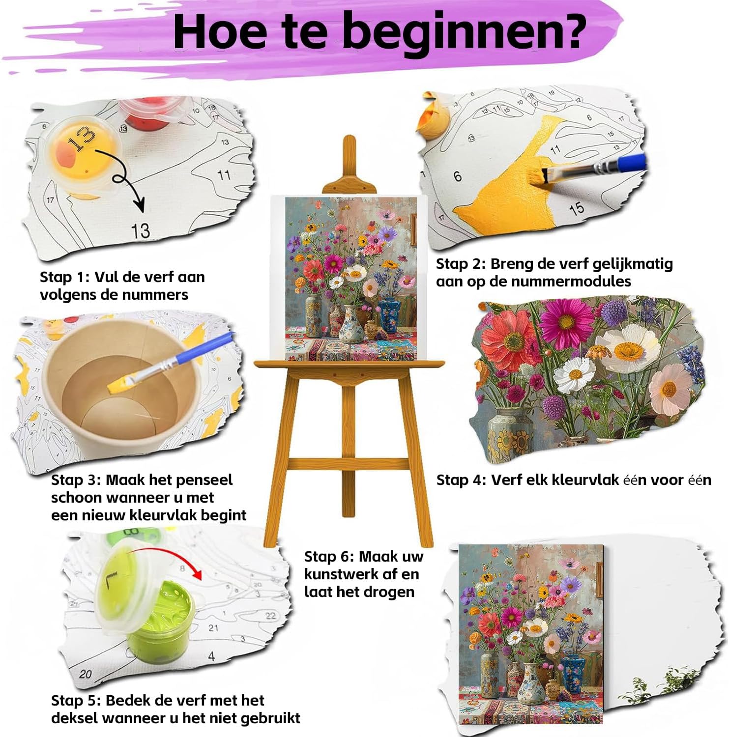 Thumbnail 5 de GOUGOUFAFA Malen nach Zahlen Blume 40×50 cm ⌚