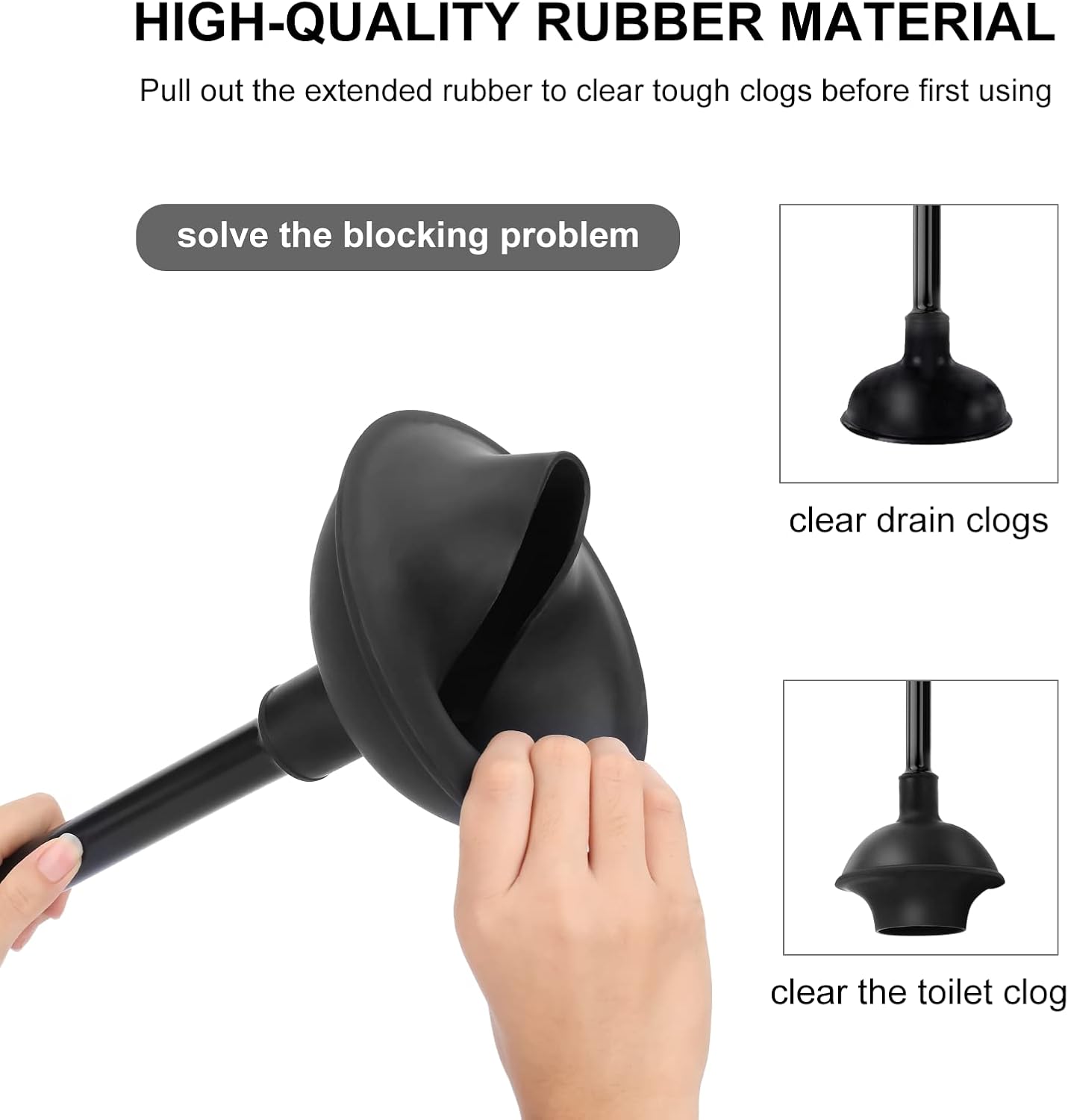 Detalle de SetSail Toilet Brush and Plunger Set in Black — Semi-Hidden, Heavy-Duty Bathroom Cleaning Kit
