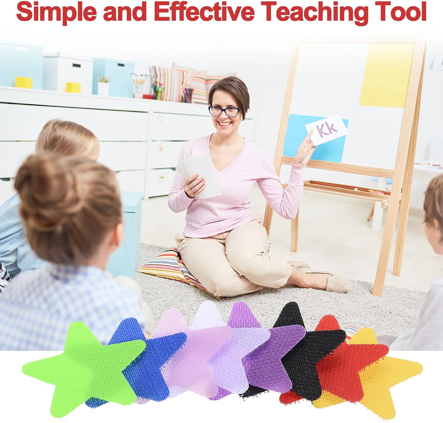 Detalle de PATIKIL 1.6" Carpet Spot Markers (50 Pack) – Star Floor Dots for Classroom Seating