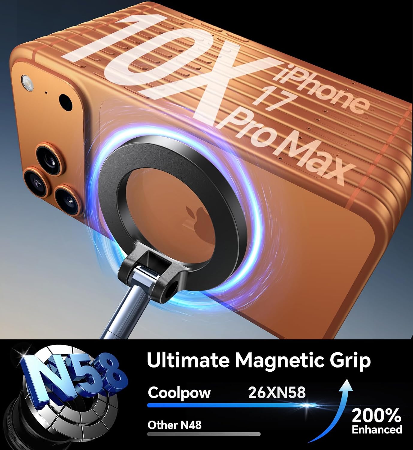 Detalle 2 de Coolpow Magnetic Car Phone Mount, Carbon Fiber