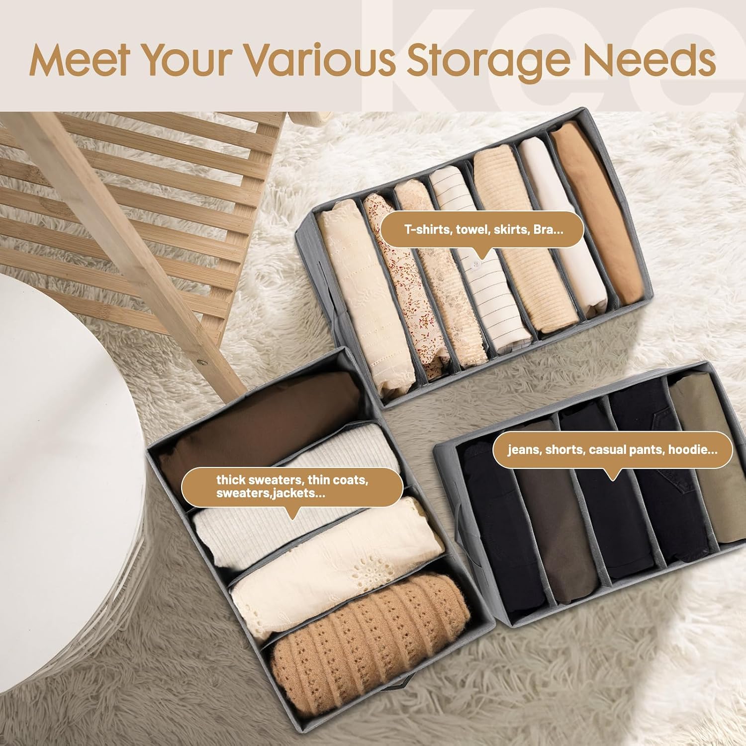 Thumbnail 4 de Criusia 6 Pack Large Clothes Organizer, Foldable Storage