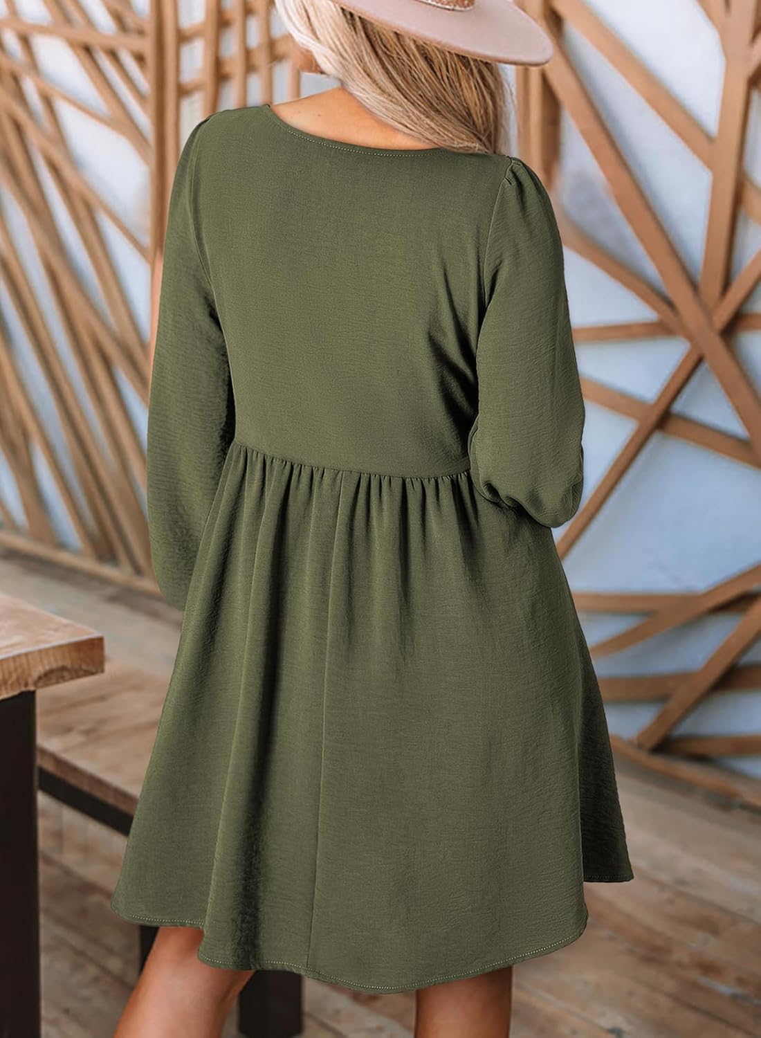 Thumbnail 1 de Dokotoo Musselin-Midikleid für Damen mit langen Ärmeln, Rundhalsausschnitt und Knopfleiste