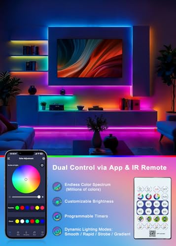 Detalle de ezmyma Neon Rubans LED 5M RGBIC — Ruban LED flexible et étanche avec contrôle d’app via app